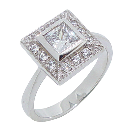 Princess and Brilliant cut Bezel Set Dress Ring