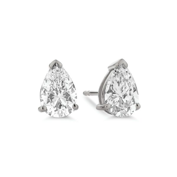 1ct Pear-shape, 3 Prongs, Solitaire, Stud Earring