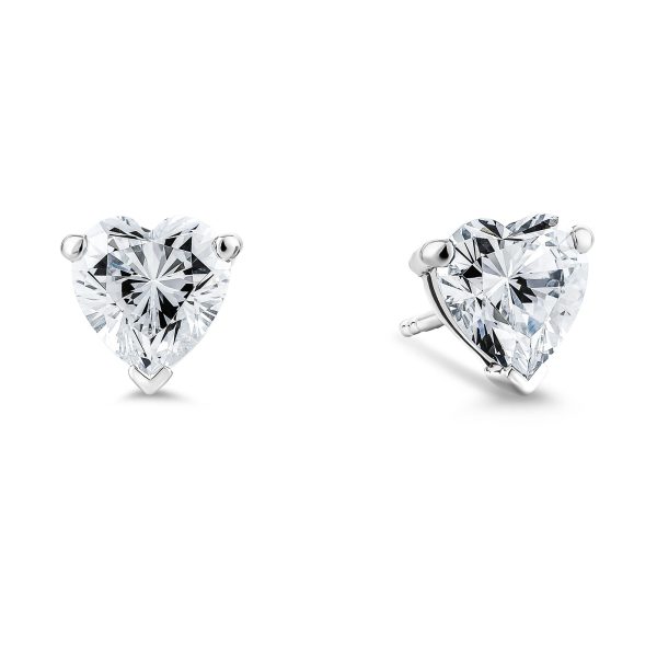 0.75ct Heart Cut, 3 Prongs, Solitaire, Stud Earring