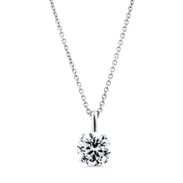 Solitaire Round Brilliant Solid Clasp Pendant