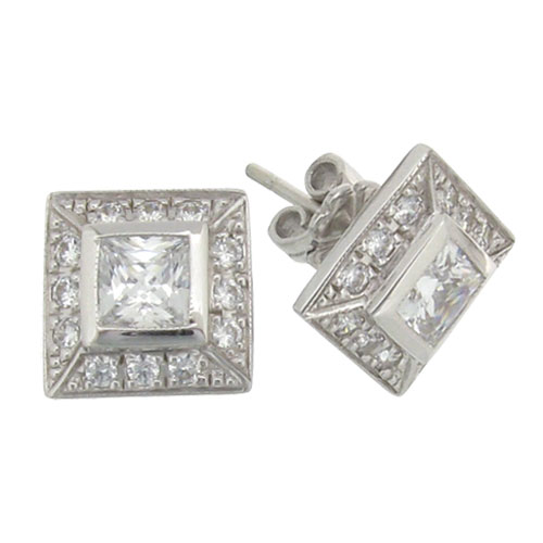 1ct ANTIQUE PRINCESS CUT EARRING