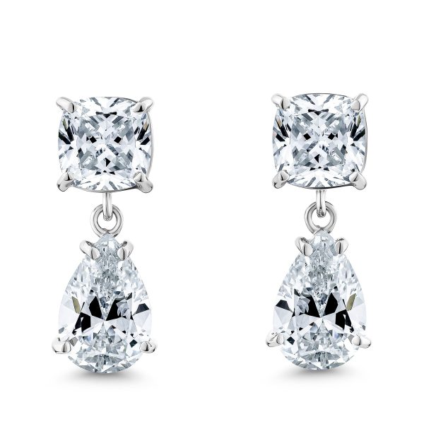 4.5ct Cushion Cut & 5ct Teardrop Classic Charm Earring