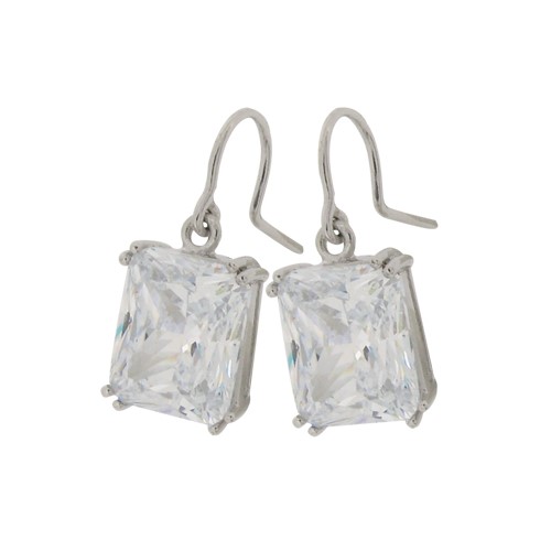 11.5ct Radiant Cut double prongs set Shepherd Hook Earring