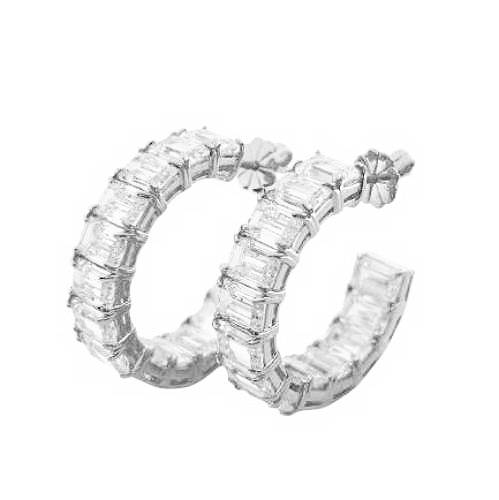 Earring Double-Sided Hoop with Emerald Cut Stones