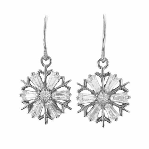 Earring Tapered Baguette & Brilliant Round French Hook