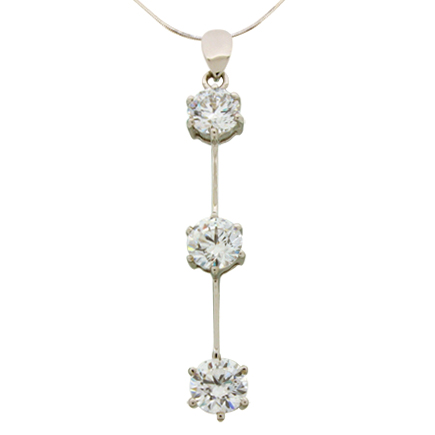 Three Tier Round Brilliant Pendant