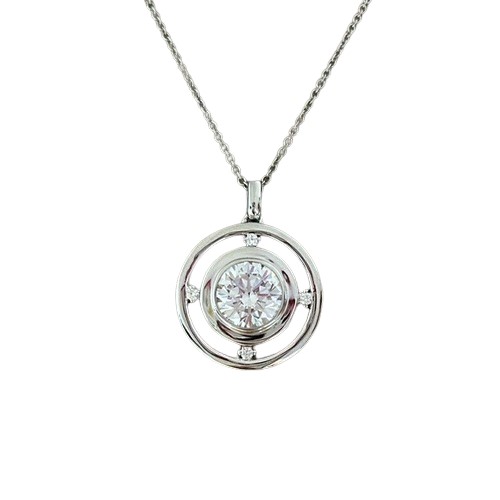Pendant Circular with Brilliant Center and Accent Stones