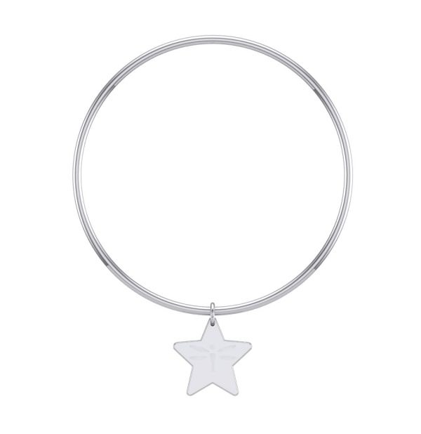 TWC Silver Tubular Bangle with Star Charm