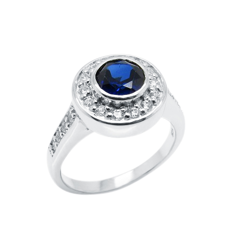 Brilliant Cut Blue (6mm) Bezel Set Ring