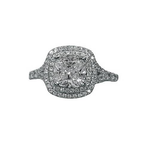 Double Halo Cushion Cut Engagement Ring