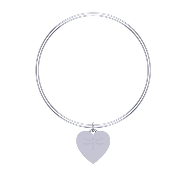 TWC Silver Tubular Bangle with Heart Charm