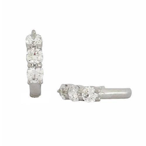 TRI-STONE SMALL HOOP EARRING